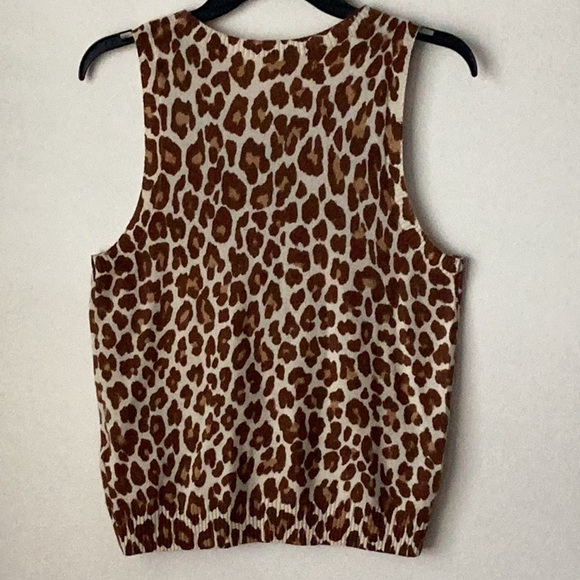 J Crew Cashmere Leopard Print Crewneck Shell - Picture 5 of 9